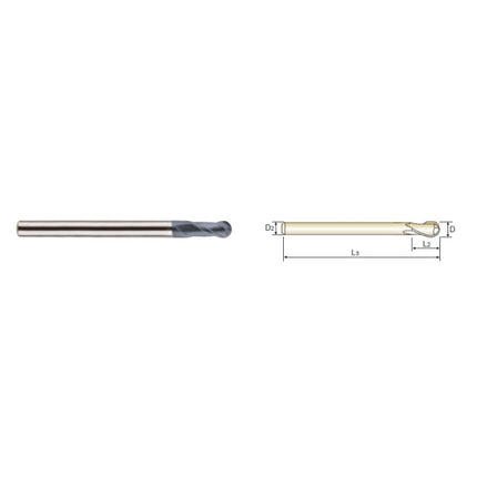 YG-1 4G MILLS Ball End Mill, 2F 4SBE-090R D18X16X34X150 (SEMD98180)