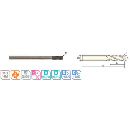 YG-1 G-CUT Corner Radius End Mill 4F GCRE4-200R05-200 4F 20(R05)X20X40X200 (EIE2420005200)