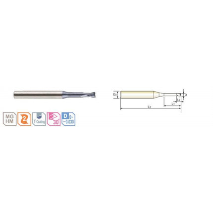 YG-1 4G MILLS Rib End Mill, 2F 4SRIE2-025-20 D2.5X4X4(20)X50 (SEM84502520)