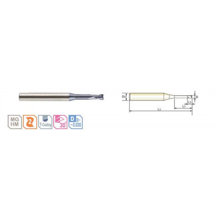 YG-1 4G MILLS Rib End Mill, 2F 4SRIE2-025-40 D2.5X4X4(40)X80 (SEM