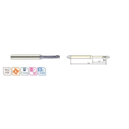 YG-1 4G MILLS Long Neck End Mill (4F) 4SRIE4-010-30 D1X4X1.5(30)X70 (SEME7301030)