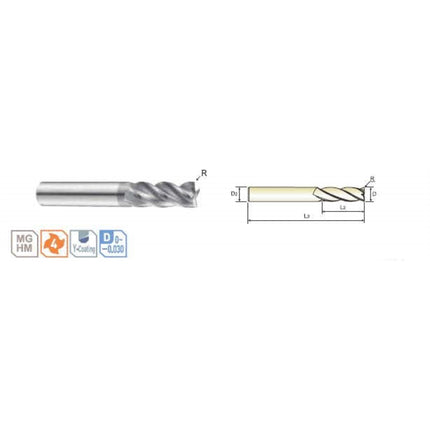 YG-1 SUS-CUT Corner Radius End Mill 4F SCRE4-050R05-S D5(R0.5)X6X15X55 (EMD8305005)