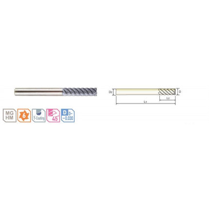 YG-1 4G MILL 45° End Mill (6F) 4SCE6-160-60 D16X16X60X120 (SEME7516060)
