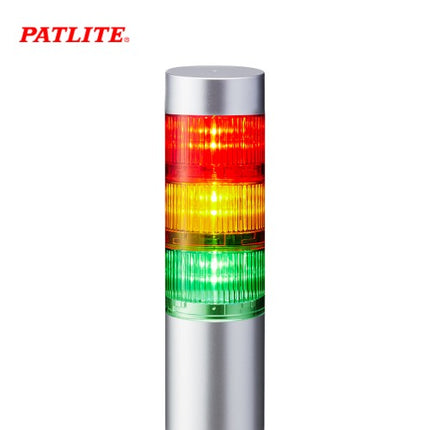 PATLITE Signal Tower Light, LED, Silver Body, 3-Tier, DC24V LR6-302WJNU-RYG