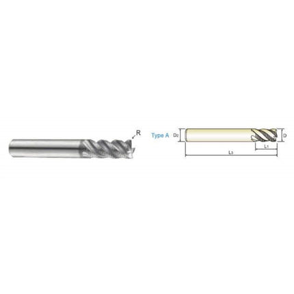 YG-1 SUS-CUT Roughing End Mill SCRE-160-42 D16(R1.5)X16X42X100 (EMD9216015C)