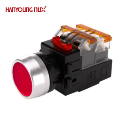 HANYOUNG Push Button Switch, Illuminated, Ø22mm, Red, MRX-RM2A0R, AC100-240V 2a2b