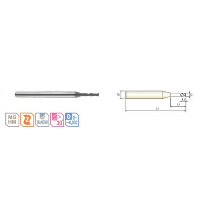YG-1 G-CUT Diamond Coated End Mill 2F GCE2-060-30 2FX6.0X6X18(30)X90 (EIE37060090)