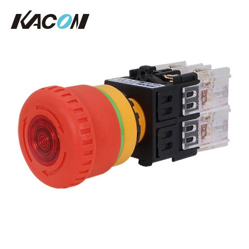 KACON Emergency Stop Switch, Safety, Illuminated, Ø22, DC12/24V, 1a1b K22-97R-T