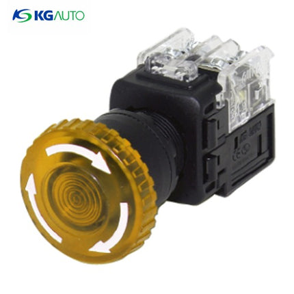 KG AUTO Emergency Stop Switch, Ø22, Illuminated, Yellow, KGEX-N4BD22Y, 12V 24V DC 2a2b