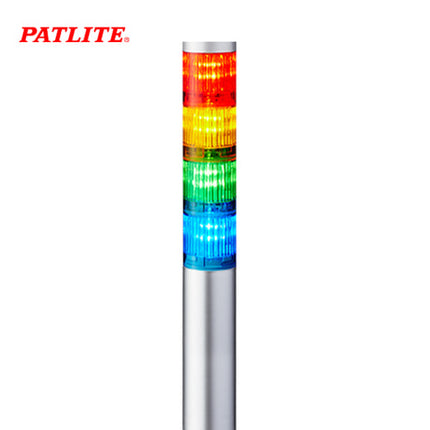 PATLITE Signal Tower Light, LED, Ø40mm, 4-Tier, Silver Body, Round Bracket, DC24V LR4-402PJNU-RYGB
