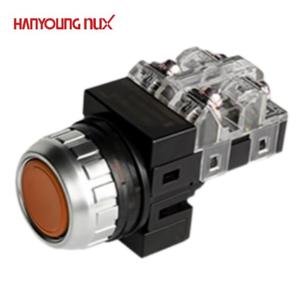 HANYOUNG Push Button Switch, Non-Illuminated, Ø25mm, Yellow, CRF-F25M1Y 1a1b