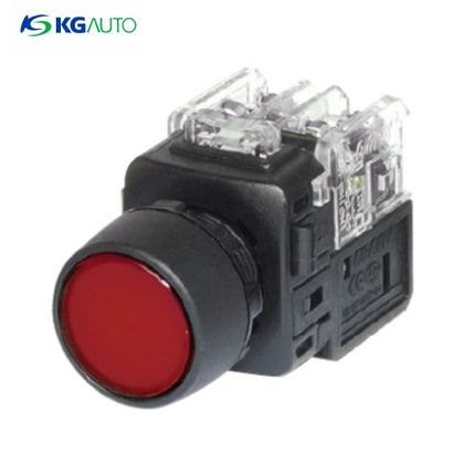 KG AUTO Push Button Switch, Illuminated, Ø22mm, Red, Momentary, KGX-NMD22R, DC 12V/24V 2a2b