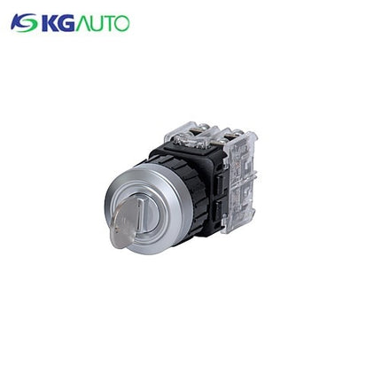 KG AUTO Key Selector Switch, 3-Position, Aluminum, Flush Mount, Ø30, Auto Return, Center Release KGK-L3R2C 2a2b