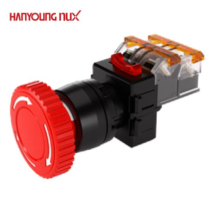 HANYOUNG Emergency Stop Switch, Ø22, Non-Illuminated, Reset Type, Red, MRE-TR2R 2a2b