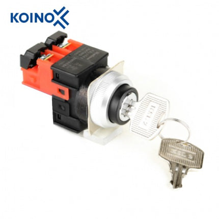 KOINO Key Selector Switch, 2-Position, Manual Return, 1b KSL25K2-01