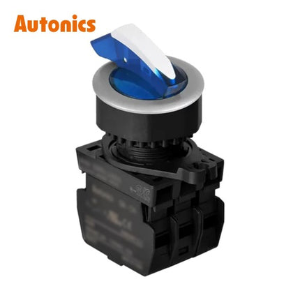 AUTONICS Selector Switch, Illuminated, Ø30mm, Long Lever, 2-Position, Maintained, Blue, 2a, AC S3SFN-L4AB2AL