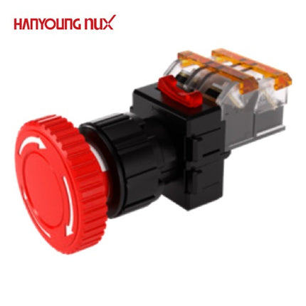 HANYOUNG Emergency Stop Switch, Ø25, Non-Illuminated, Reset Type, Red, MRE-KR1R 1a1b