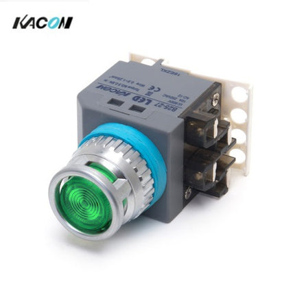 KACON Push Button Switch, Illuminated, Ø25mm, Green, AC220V B25-27G