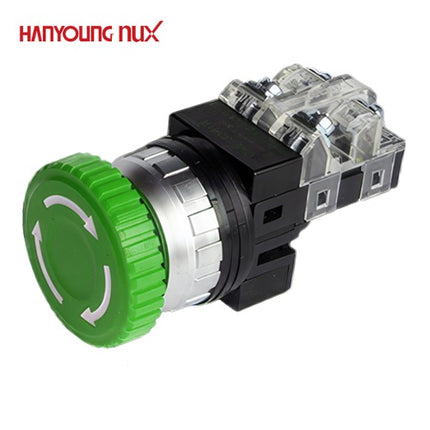 HANYOUNG Emergency Stop Switch, Ø30, Non-Illuminated, Green, CRE-30R1G 1a1b