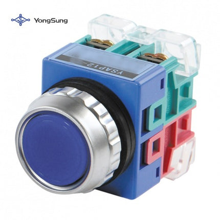 YONGSUNG Push Button Switch, Non-Illuminated, Ø25mm, 1a1b, Blue YSAP12-11ND