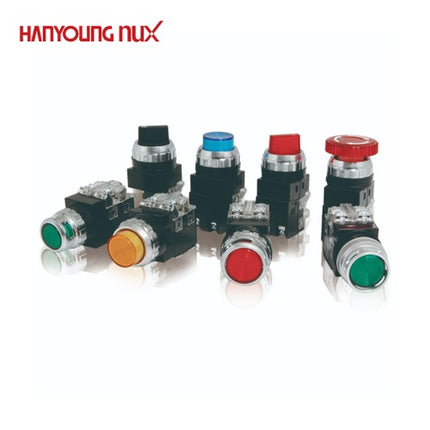 HANYOUNG Selector Switch, 2-Position, Illuminated, Ø25, Maintained, White, AC 100-240V CRT-252AAW