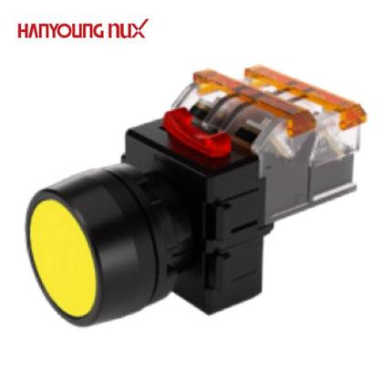 HANYOUNG Push Button Switch, Non-Illuminated, Ø22mm, Yellow, MRF-TM1Y 1a1b