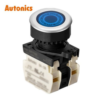 AUTONICS Push Button Switch, LED Illuminated, Ø30, Blue, B2 LED AC S3PF-P3B2BLM