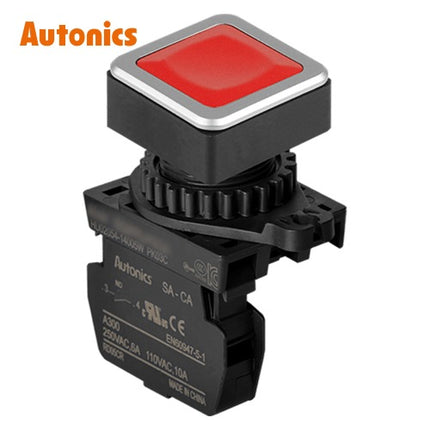 AUTONICS Push Button Switch, Non-Illuminated, Momentary, Ø30mm, Red, 1a SQ3PFS-P1RA