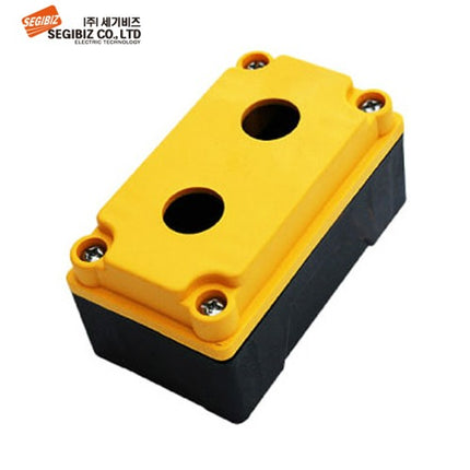 SEGIBIZ Plastic Push Button Box, Mini, 2-Hole, Ø16, Yellow (Pack of 2) SG-PB-1602Y
