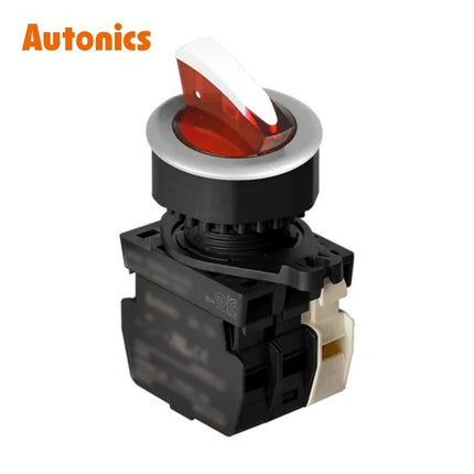AUTONICS Selector Switch, Illuminated, Ø30, Short Lever, 3-Position, Maintained, Red, A1 B1, AC S3SFN-L3ARABL