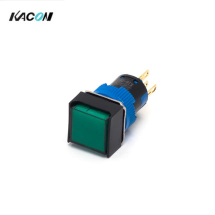 KACON Push Button Switch, Illuminated, Ø16mm, Green, K16-381G, DC24V 1a1b