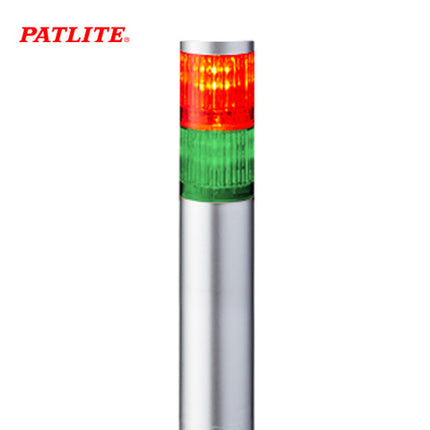 PATLITE Signal Tower Light, Ø40, 2-Tier, Silver Body, LED, Round Bracket, DC24V LR4-202PJNU-RG