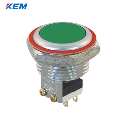KEM Push Button Switch, Non-Illuminated, Ø22mm, Flush-Mount, Green, KPU-S22-2G, AC250V 5A 2a2b