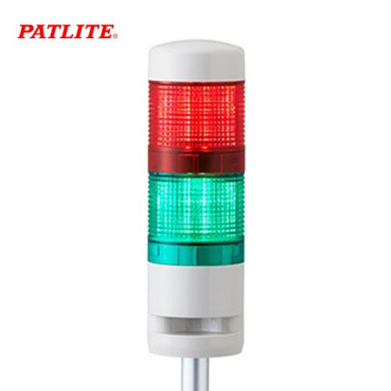 PATLITE Signal Tower Light, 60mm, Buzzer Type, 2-Tier, Pole Mount, Red/Green MR6-202BQ-RG