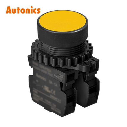 AUTONICS Push Button Switch, Non-Illuminated, Momentary, Ø30mm, Yellow, 2a S3PR-P1Y2A