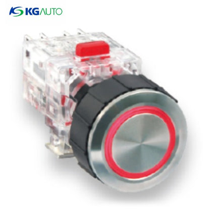 KG AUTO Push Button Switch, Illuminated, Ø22mm, Red, Momentary, 1a1b, DC 12V/24V KMX-QMD21R