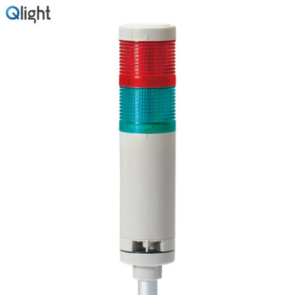 QLIGHT Signal Tower Light, Steady/Buzzer Type, 50mm, 2-Tier, DC12V, Red/Green QTG50L-BZ-2-12-RG