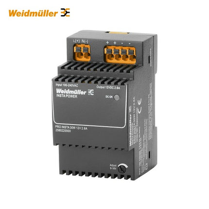 WEIDMULLER Switching Power Supply (SMPS), DIN Rail Mount, PRO INSTA 30W 12V 2.6A