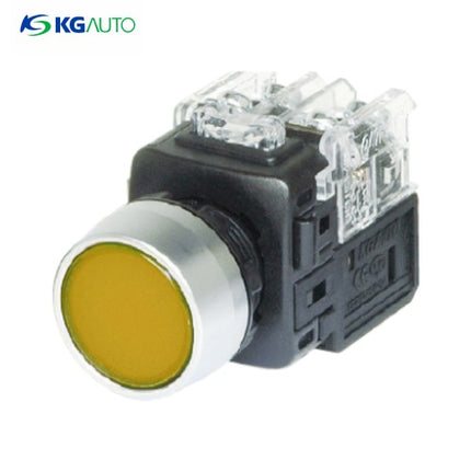 KG AUTO Push Button Switch, Illuminated, Ø22mm, Yellow, Momentary, KGX-HMV21Y, AC 110V/220V 1a1b