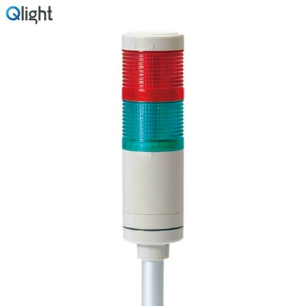 QLIGHT Signal Tower Light, Steady Type, 50mm, 2-Tier, DC12V, Red/Green QTG50L-2-12-RG
