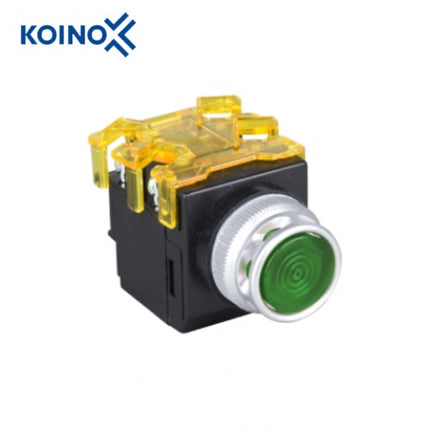 KOINO Push Button Switch, Illuminated, Ø30mm, Green, AC220V KH-514G