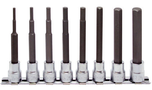KOKEN 3/8" Drive Long Hex Bit Socket Rail Set RS3010M-8-L100