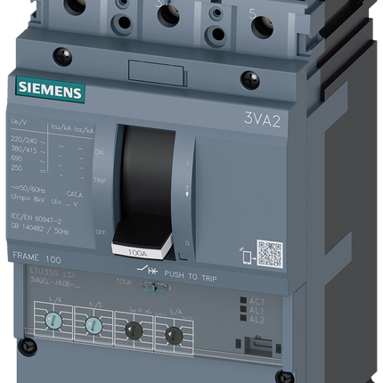 Siemens 3VA2010-6HN36-0AA0 SENTRON MCCB 3P 100A, Breaking Capacity 85 kA