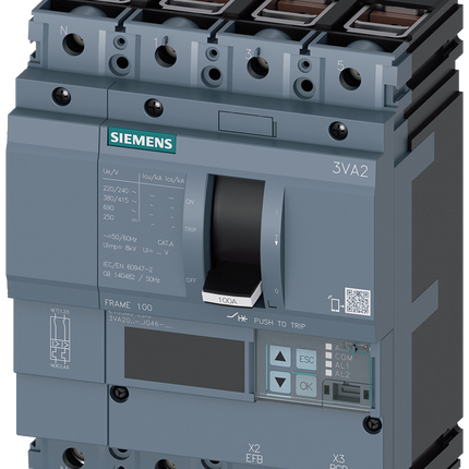 Siemens 3VA2040-8JQ46-0AA0 SENTRON MCCB 4P 40A, Breaking Capacity 150 kA, Fixed Mount