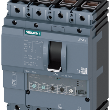 Siemens 3VA2140-5HN46-0AA0 SENTRON MCCB 4P 40A, Breaking Capacity 55 kA