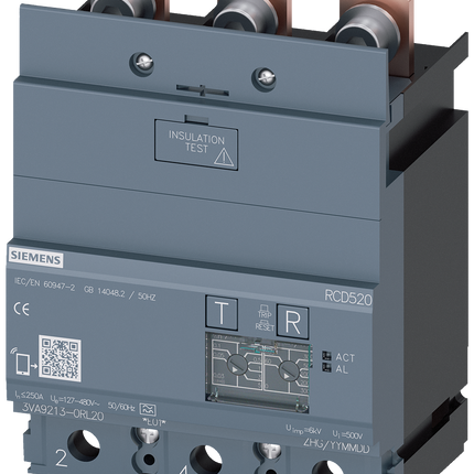 Siemens 3VA9213-0RL20 RCD, 250A, 3 Pole, Type A