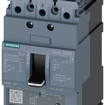 Siemens 3VA5150-6EC31-0AA0 SENTRON MCCB 3P 50A, Breaking Capacity 65 kA