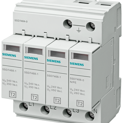 Siemens 5SD7464-0 1 Phase Surge Protector, 25kA, DIN Rail Mount