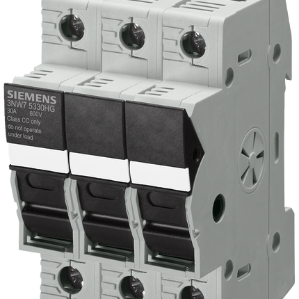 Siemens 3NW7533-0HG 30A Rail Mount Fuse Holder for Class CC Fuse, 3P, 600V ac (Pack of 4)