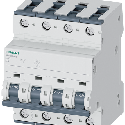 Siemens 5SY4604-8 SENTRON 5SY4 MCB, 3P+N, 4A Curve D